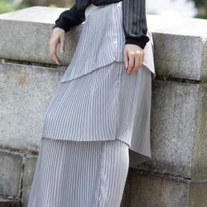 Gray Chiffon Pleated Skirt